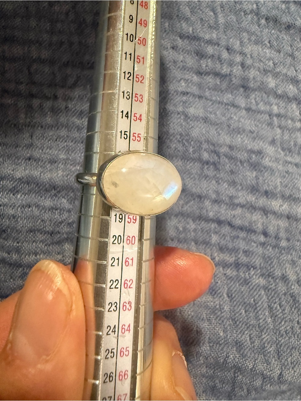 Moonstone Oval Sterling Ring - White/Blue Sheen - Picture 7 of 10
